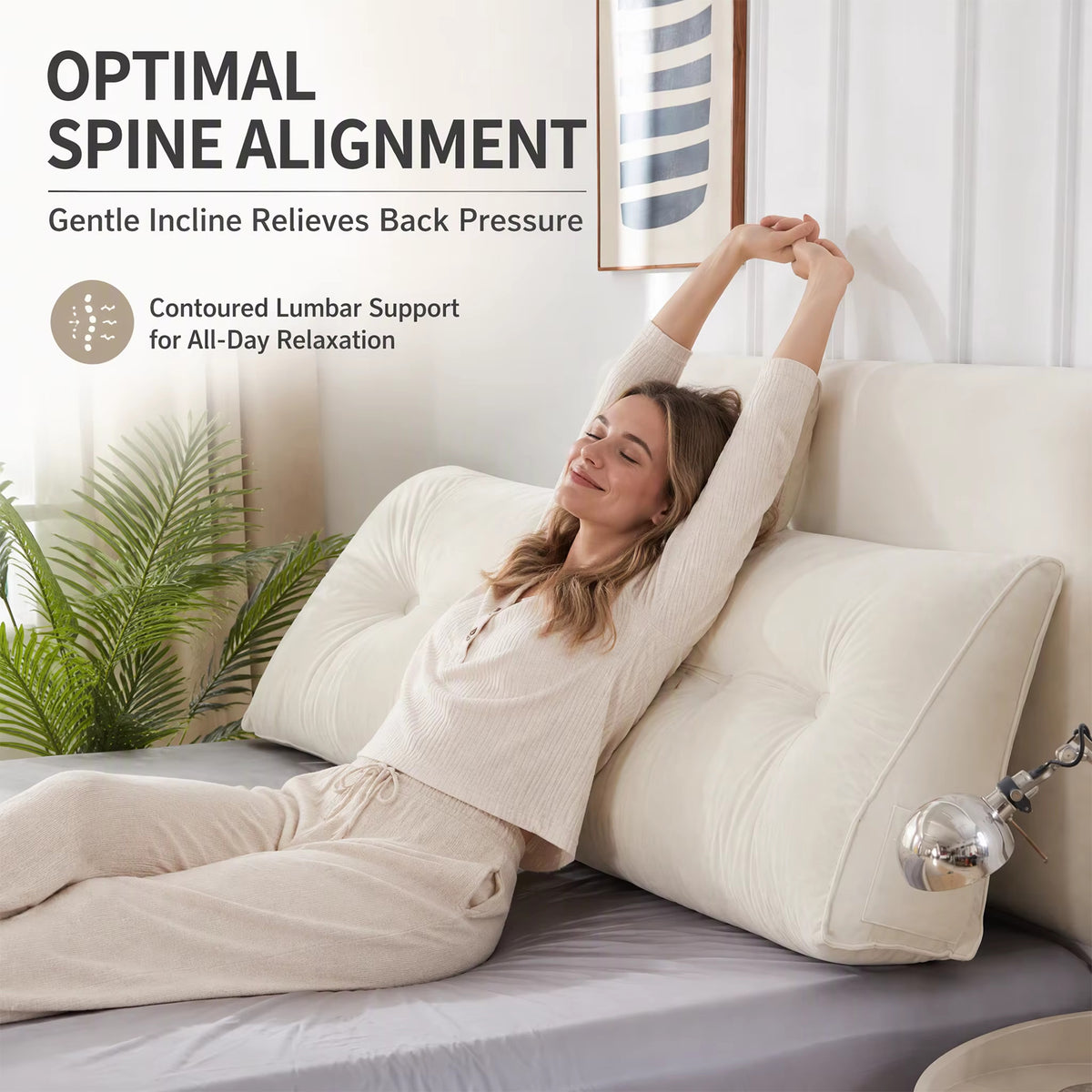 LIVUCEE Tufted Velvet Bed Backrest Pillow - Reading Cushion